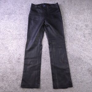 Vintage Gap Leather Pants Womens Size 2 Lined Black 27x30 Slim Straight Leg
